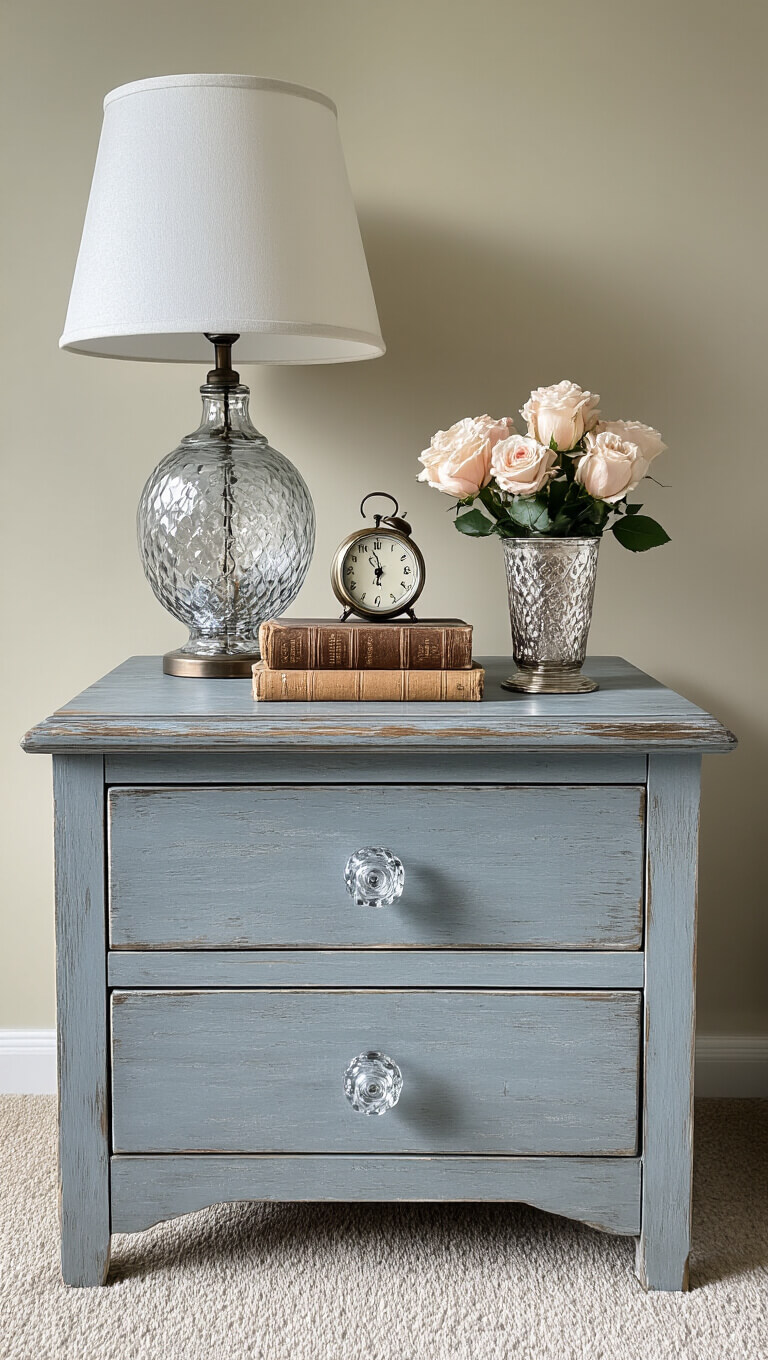 Weathered blue-gray nightstand
</p></noscript>
<div class=