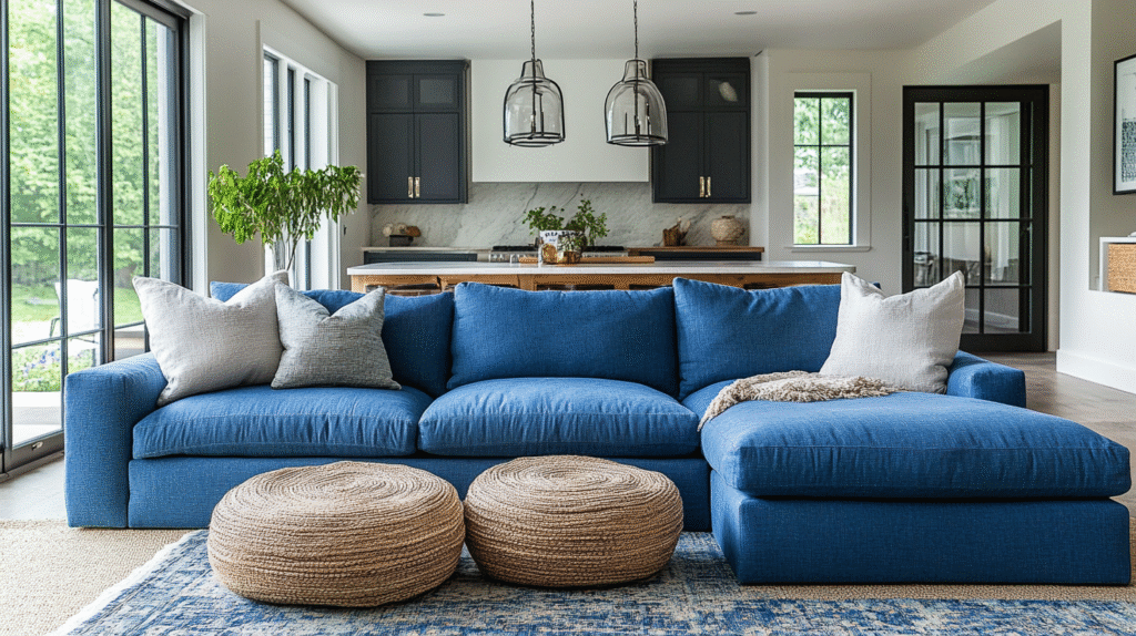 blue couch living room